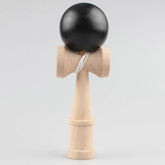 Kendama wooden for beginners and advanced players - black - game of skill for outdoor and indoor use - wooden toy with rope and ball