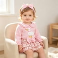 thumbnail image 3 of Faraee Newborn Baby Girl Cute Outfit 0 3 6 9 12 18 Months Duck Embroidery Long Sleeve Romper Floral Layered Skirt Set Infant Fall Clothes with Bow Headband,Pink, 3 of 5