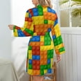 thumbnail image 6 of Brick Art Night Robe Long Sleeve V Neck Robe With Belt Women's Sleepwear Dresses, 6 of 9