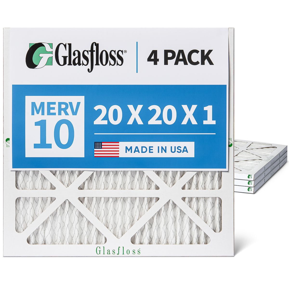 Glasfloss, Air Filters, 20x20x1, MERV 10 Pleated 6 Pack - Walmart.com