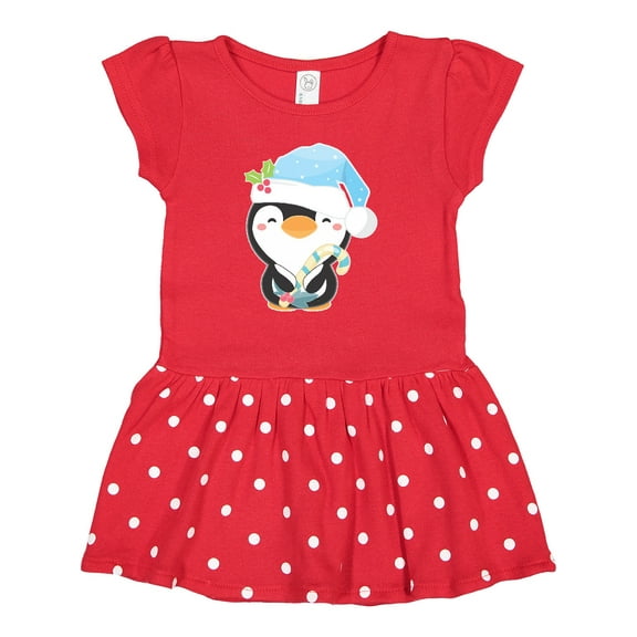 Inktastic Cute Christmas Penguin in Blue Hat Gift Baby Girl Dress