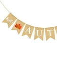 thumbnail image 2 of HEMOTON Thanksgiving Party Banner with Maple Leaves Printed on Premium White Linen Swallowtail Shape 70 Characters, 2 of 8