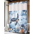 thumbnail image 4 of Coastal Beach No Hook Shower Curtain Waterproof, Bathroom Curtains with Snap in Liners and See Through Top Window, Sea Turtle Nautical Coral Starfish Hotel Style Bathtub Curtains Shower 60"Wx72"L, 4 of 8