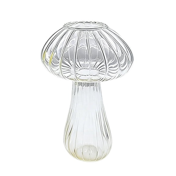 1pc Glass Flower Vase, Cute Clear Mushroom Design Vase For Home Decor