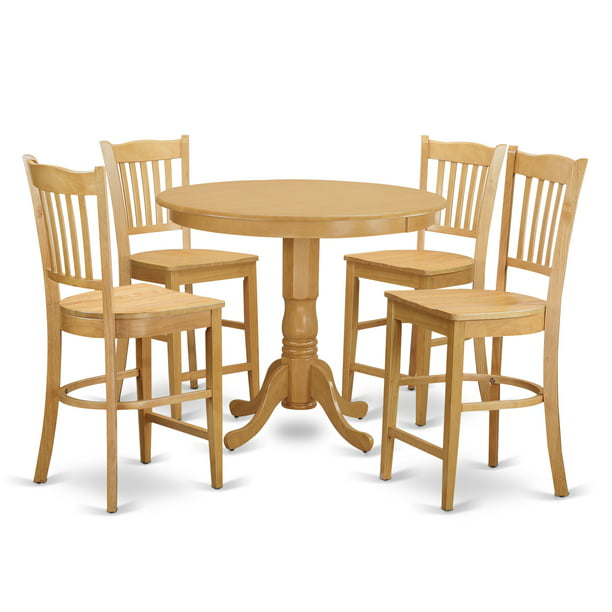 Counter Height Dining Room Set High, Oak Dining Room Set Round Table