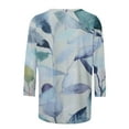 thumbnail image 4 of T-shirt Imprimé à Manches 3/4 for Femmes Summer Mode Femmes T-shirt Imprimé à Manches 3/4 Blouse Col Rond Tops Décontractés Tops Habillés Femmes sur Clearance, 4 of 5