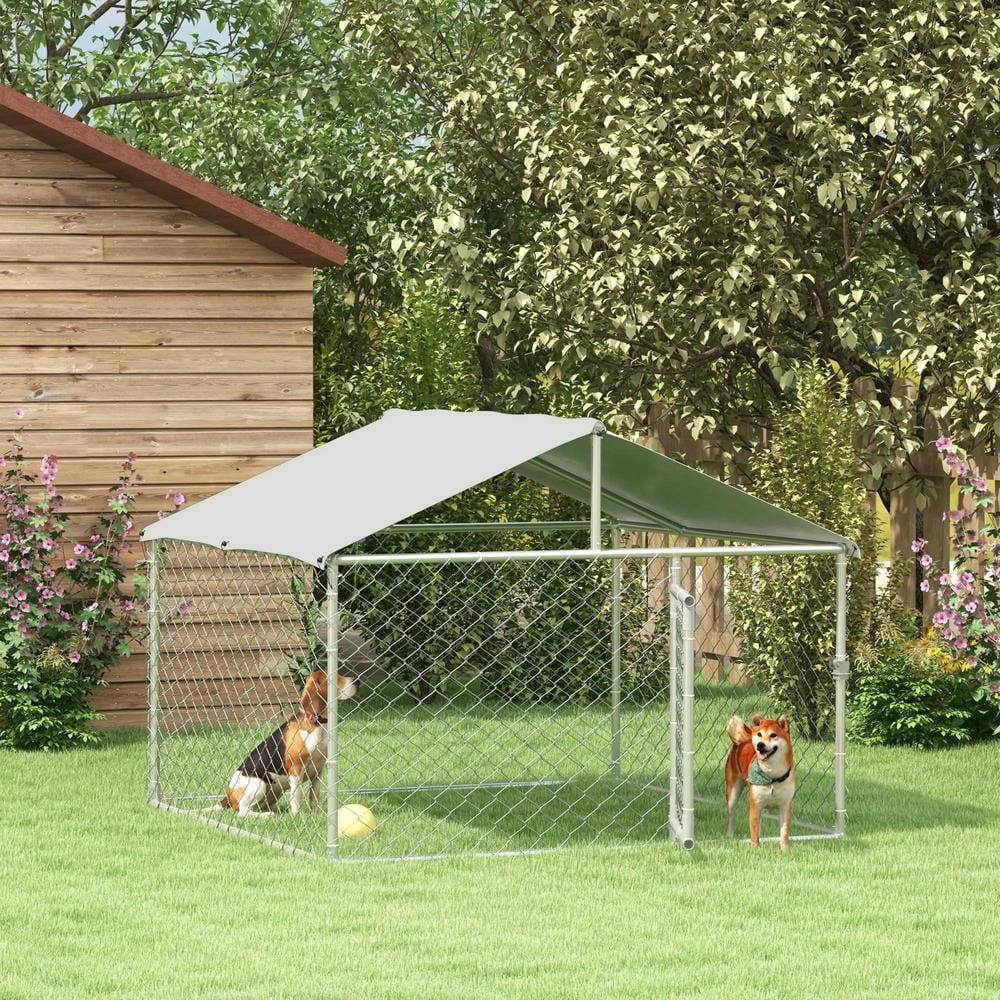 Barara King Dog House,Pet House,Dog Kennel Outdoor for Small Medium Dogs with Waterproof Roof, Silver