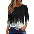 thumbnail image 2 of JTZGDY Womens Plus Size Tops Fashion Printed Fall 3/4 Length Sleeve Crewneck Graphic T-Shirts Loose Oversized Dressy Tunic Pullover Blouse Black#03 M, 2 of 7