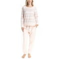 thumbnail image 2 of MUK LUKS Likely to Lounge Women's 2-Piece Pajama Set, Minky Fleece Long Sleeve and Jogger Pjs, CttnCandy/FrIsl, P/M, 2 of 6