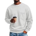 thumbnail image 2 of Men's Crewneck Sweatshirt Solid Color Pullover Top with Chest Pocket Relaxed Fit Casual Fall Sweatshirts, 2 of 6