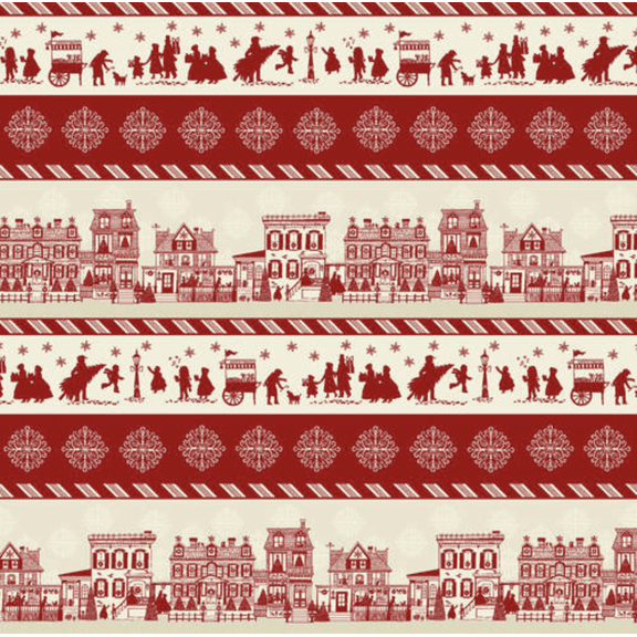 Studio E Home For The Holidays 5177-84 Border Stripe Red Cotton Fabric By Yard
