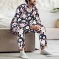 thumbnail image 7 of Naloa Leaves Flower Men’s Pajamas Set - Long Sleeve Button Down Sleep Shirt and Pajama Bottoms Sleepwear Set-Large, 7 of 7