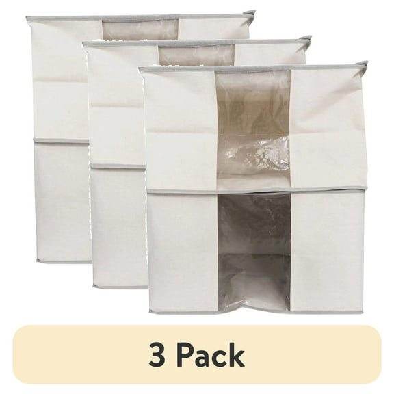 (3 pack) Mainstays Canvas and Clear Closet Storage Organizer Bag
