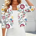 thumbnail image 5 of QSAWXQZ Women's Shrugs Cardigan Floral Print Open Front 3/4 Sleeve Crew Neck Summer Casual Boleros L, 5 of 7