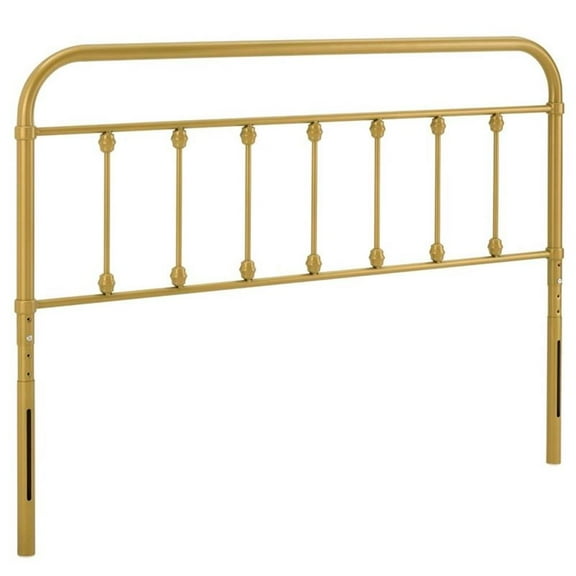 Pemberly Row Modern Farmhouse Twin Metal Spindle Headboard in Gold
