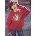 thumbnail image 2 of Hand Doing Peace Sign Sweatshirt Women -Image by Shutterstock, Female 3X-Large, 2 of 4