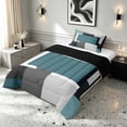 thumbnail image 2 of Manfei Abstract Geometric Twin Comforter Sets, Teal Gray Black WhiteSquare Bedding Set, Black Reversible 2pcs, 1 Comforter and 1 Pillowcase, 2 of 6