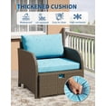 thumbnail image 3 of Patio Furniture Set 5 Piece - PE Rattan Wicker Outdoor Lounge with Hidden Ottomans, Blue Cushions & Glass Table for Balcony Backyard Porch, 3 of 7