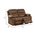 thumbnail image 5 of Benzara Upholstered Faux Leather & Solid Wood Reclining Loveseat in Brown, 5 of 5
