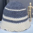 thumbnail image 5 of CoCopeaunts Women Crochet Bucket Hat Piece Color White Strips Knit Hat Autumn Winter Trendy Outdoor Wide Brim Cold Proof Cap, 5 of 8