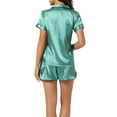 thumbnail image 3 of INSPIRE CHIC Women's Pajama Sets Short Sleeve Button Down Top with Shorts Lounge Sets L Lake Blue, 3 of 6
