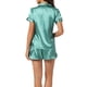 thumbnail image 3 of Conjuntos de pijama para mujeres INSPIRE CHIC de manga corta con botones y pantalones cortos, conjuntos de lounge en azul lago, 3 of 6