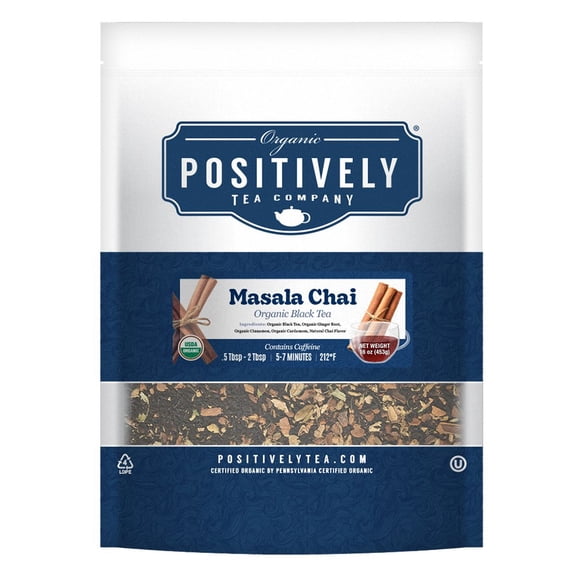 Positively Tea's Organic Masala Chai Black Tea, Loose Leaf, 1 Pound Bag