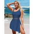 thumbnail image 3 of Charmo Side Split Swimsuit for Womens Mesh One Piece Swimwear Tummy Control Modest Swimdress Bathing Suit, 3 of 6