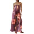 thumbnail image 3 of Vestido Maxi Floral para Mujer, Sin Mangas, Espalda Descubierta, Corte A, , Fluido, con Espalda Hueca y Tirantes Finos Marrón M, 3 of 8