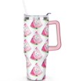 thumbnail image 2 of 40oz Cute Watermelon Pattern Stainless Steel Flip Straw Tumbler Spill Proof Travel Cup Double Wall Vacuum Insulated Coffee Mug with Top Handle, 2 of 6