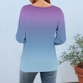 thumbnail image 4 of thefmos Women's 3/4 Sleeve Gradient Pullover Tops Summer V Neck Flowy Casual Blouses Loose Fit Cute Trendy Tshirt Basic Work Clothes, Navy 2XL, 4 of 7