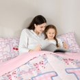 thumbnail image 4 of Manfei Sweet Cherry Monogrammed Themed Queen Comforter Set,Girly Personalized Gifts Comforter Sets Queen,Pink,Pink Reversible,3-Piece,1 Comforter and 2 Pillowcases, 4 of 7