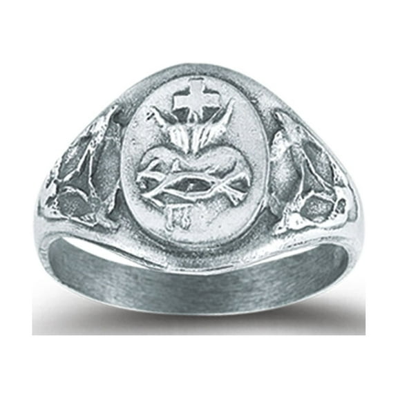 Sterling Silver Sacred Heart of Jesus Ring, Size 9