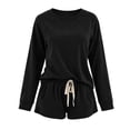 thumbnail image 6 of cocolona Womens Pajamas Set Casual Long Sleeve Tops with Drawstring Shorts Matching Outfits Set Breathable Lounge Sleepwear, 6 of 8