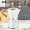 thumbnail image 3 of Eurhowing Stovetop Espresso Maker 7Pcs, 3-Cup Moka Pot with Electric Stove&Manual Grinder, Authentic Italian Coffee Pot, White, 3 of 8