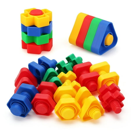 Jumbo Nuts and Bolts Toys for Toddler Kids Girls Boy 1, 2, 3, 4, 5 Years Old, 24PCS, Fine Motor Matching Toys with Storage Case for Preschoolers Montessori