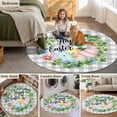 thumbnail image 6 of Easter Round Area Rugs Collection 3.3', Spring Colorful Eggs Flower Leaf Grey Plaid Checkered Non Slip Indoor Circular Throw Runner Rug Floor Mat Carpet for Living Room Dining Table Bedroom Nursery, 6 of 9