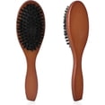 thumbnail image 1 of 2 piezas de cepillo de cerdas de jabalí, cerdas naturales suaves para pelo fino y fino para mujeres, hombres y niños, cepillo portátil de madera para moños rectos, adecuado para varios estilos, 1 of 7