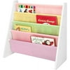 Whitmor Kid's 4-Tier Wood Book Organizer with Pastel Fabric Shelves 10.87 x 25.25 x 23.63