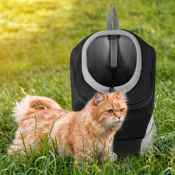 Portable Pet Carrier Backpack Breathable Oxford Cloth Dog Carrier Bag Cat Rucksack with Adjustable Shoulder Straps for Camping Walk Trip