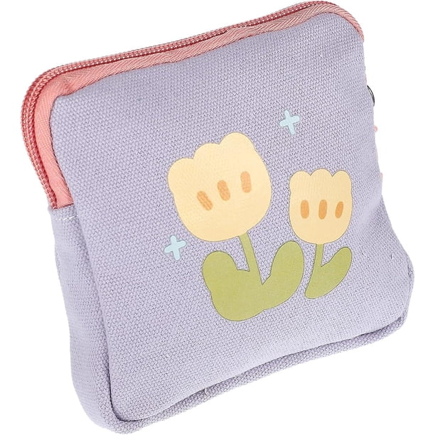 Organizador de toallas sanitarias, bolsa de viaje para pañales, bolsa pequeña (tulipán morado), organizador de cordón F, bolsa para pañales, bolsa para toallas sanitarias con cremallera