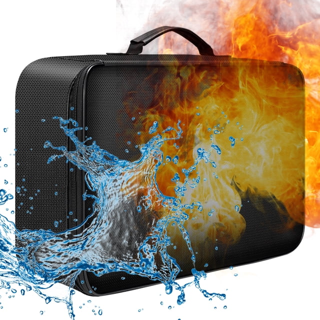 Fireproof Document Bag with Zipper Closure Fire & Water Resistant Money Bag Storage Pouch Organizer Case Home Office Travel Bag for Documents Files Money Cards Passport Valuables