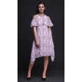 thumbnail image 2 of Bimba Watercolor Print Cold Shoulder Women Swing Tunic Flutter Sleeve Midi Dress-Small, 2 of 6