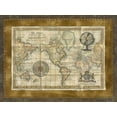 thumbnail image 2 of Vision Studio 14x12 Black Ornate Wood Framed with Double Matting Museum Art Print Titled - Antique World Map, 2 of 4