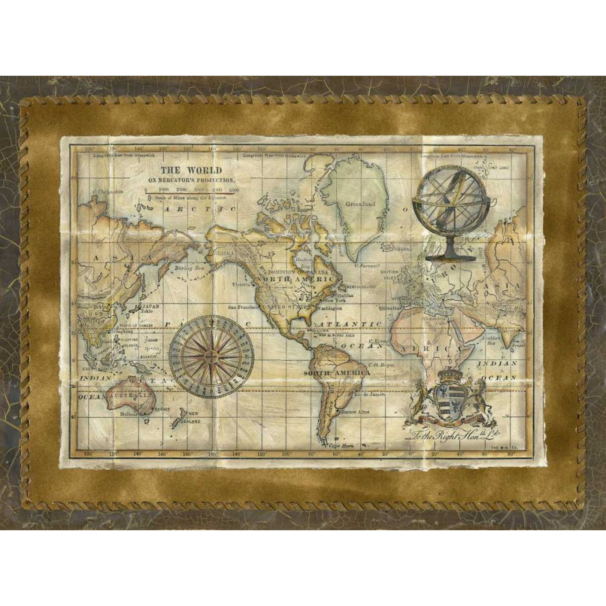 Antique World Map Poster Print - Studio Vision (24 x 18)