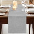 thumbnail image 3 of Grey Burlap Texture 70 Inch Table Runner, Farmhouse Vintage Gray Farmhouse Dresser Scarf Cotton & Linen Tablerunner for Dining/Kitchen Island/Holiday Party Décor 13" x 70", 3 of 9
