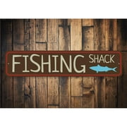 Fishing Shack Street Novelty Sign, Metal Wall Decor - 4x18 inches