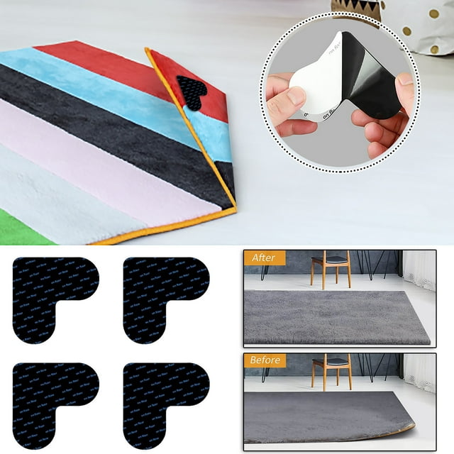 Staron Non Slip Rug Pads under $5! 8 PCS Grippers Vacuum Tech Keeps Rugs Secure Easy Peel Off For Kitchen Bathroom Hallway Floors Flat Corners