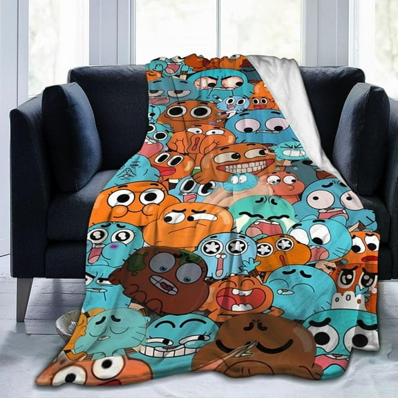 The Amazing Anime World of Gumball Blanket Throw Blankets Ultra Soft Flannel Lightweight Throws for Couch, Bed,All Seasons Use 60"x50"