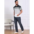 thumbnail image 5 of DARING DIVA Men's Colorblock Striped Short Sleeve Three Button Polo Shirts S Black White, 5 of 7